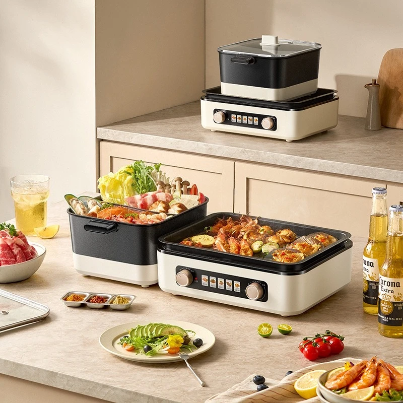 Stacked Pot Electric Oven Roast Household Dual-purpose Hot Pot Roast And Rinse Integrated Multi-functional Cooking Pot