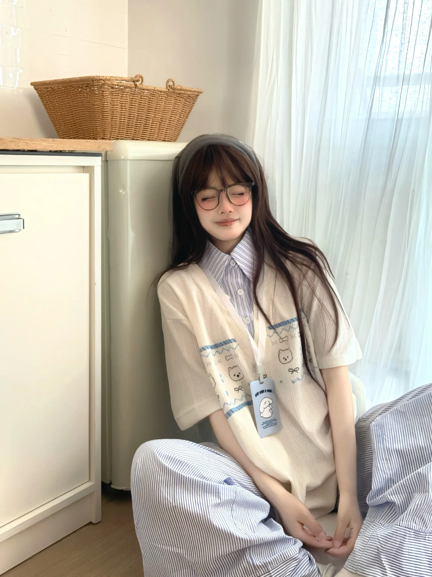 

Футболка Tudou с коротким рукавом в стиле Fair Isle, имитация двухслойности, женская, свободного кроя, в стиле Lazy, новинка 2026 года, летняя, в студенческом стиле, повседневная, свободного кроя, C...