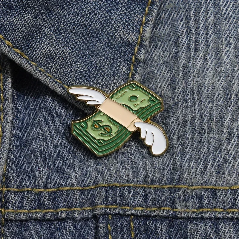 Lapel Pin Decoration US Dollar Brooch for Hat Flying Money Metal Badges Personalized Bags Accessories Pins Brooches on Clothes