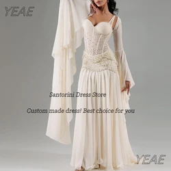 Santorini Customized Prom Dresses Sweetheart Off Shoulder Bead Evening Party Dress Long Sleeves Jackets Special Banquet Gowns