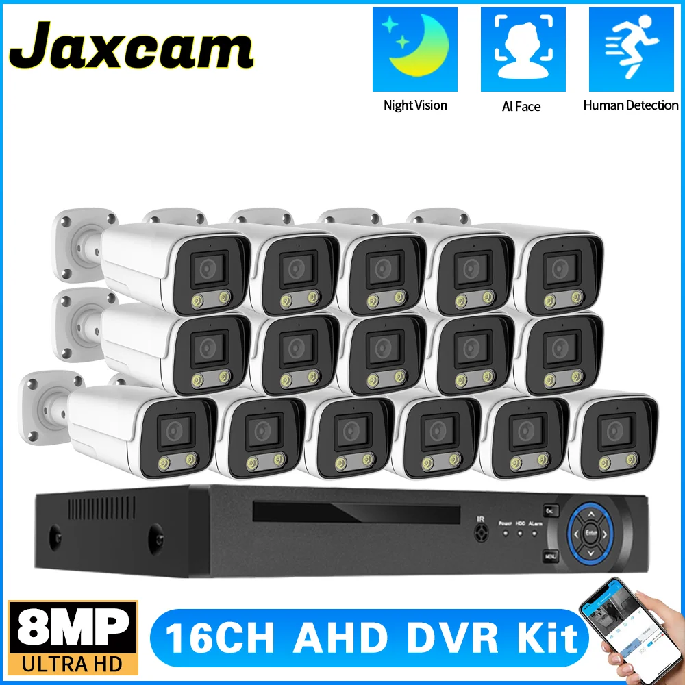 

H.265 16CH 4K 8MP AHD Simulation Kit outdoor Color Night Vision AI Human Motion Detection CCTV Video Surveillance Camera