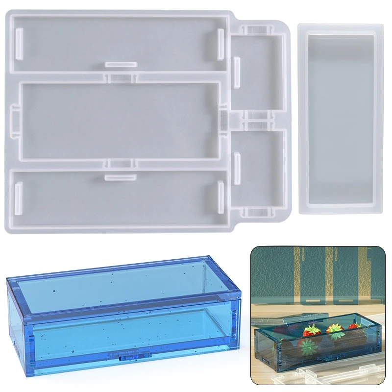 

DIY Epoxy Resin Mold Assembled Rectangular Pencil Storage Box Silicone Mold Jewelry Tool Jewelry Mold