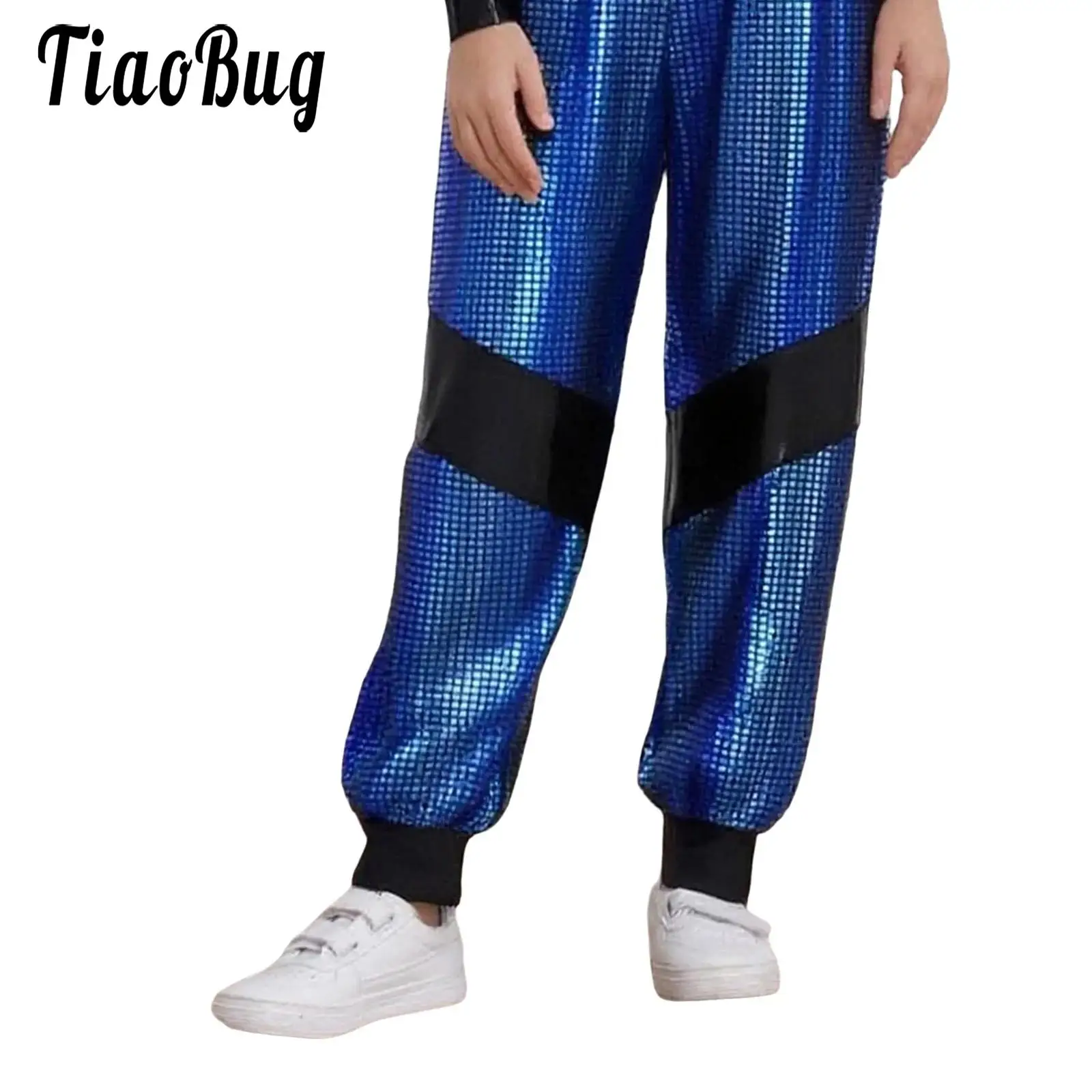 أطفال الجاز الهيب هوب ملابس رقص بنين بنات الشارع الرقص الحديث السراويل مرونة الخصر لامع منقوشة كتلة اللون السراويل الرياضية