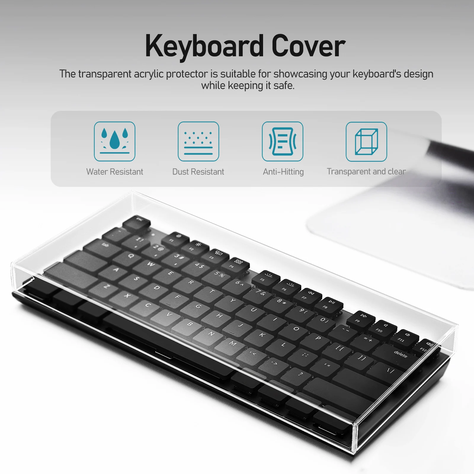 Clear Acrylic 68-Key Keyboard Cover Protective Dust Shield Spill Proof Scratch Resistant for Laptop Desktop Keyboards