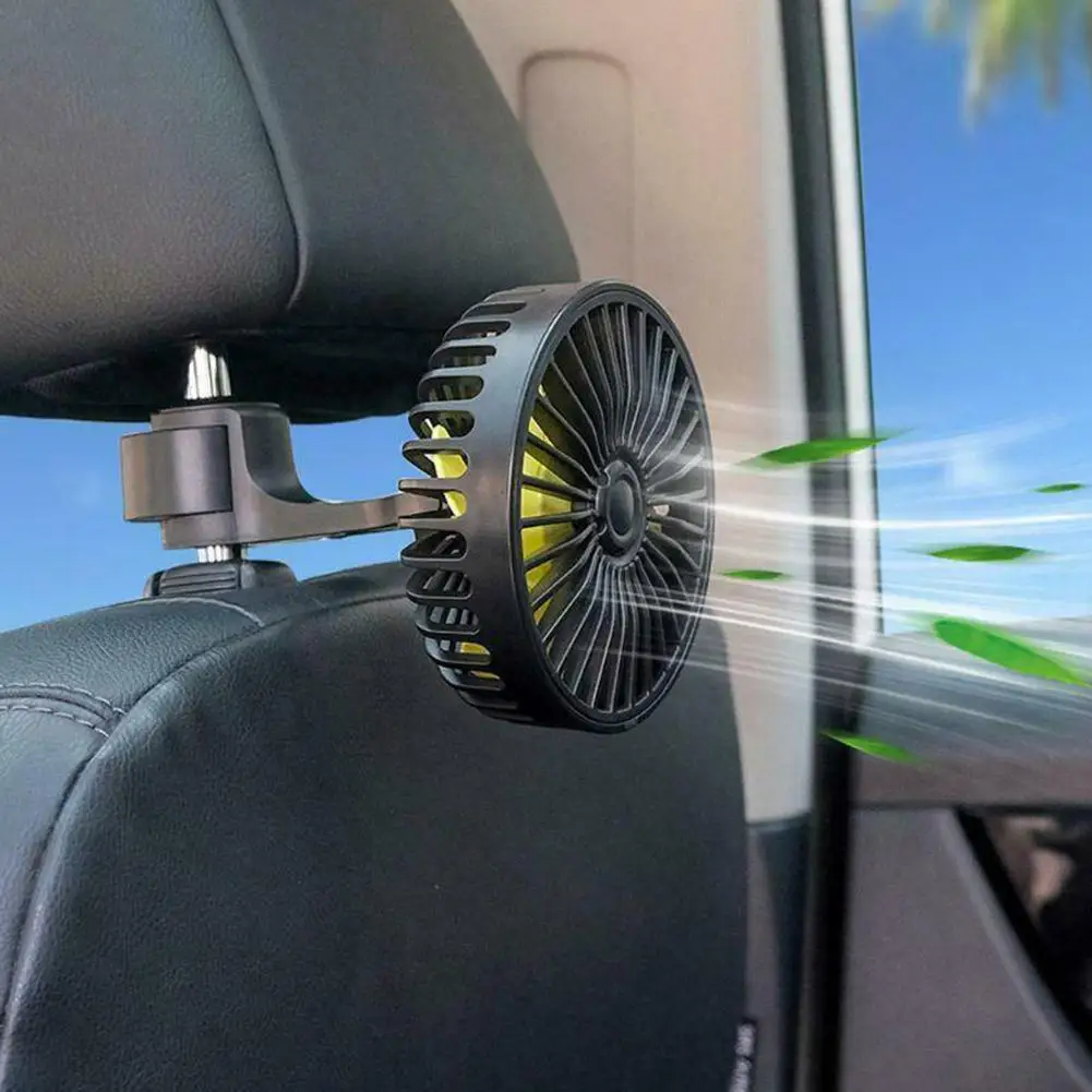 Ventilador de encosto de cabeça do carro USB, Mini assento traseiro, Arrefecimento a ar ajustável de 3 velocidades, Ventiladores sopradores, Plug