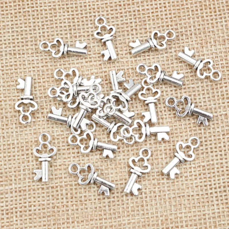 50pcs 17x7mm Antique Bronze Gold Silver Plated Key Handmade Charms Pendant DIY for Bracelet Necklace Jewelry Making