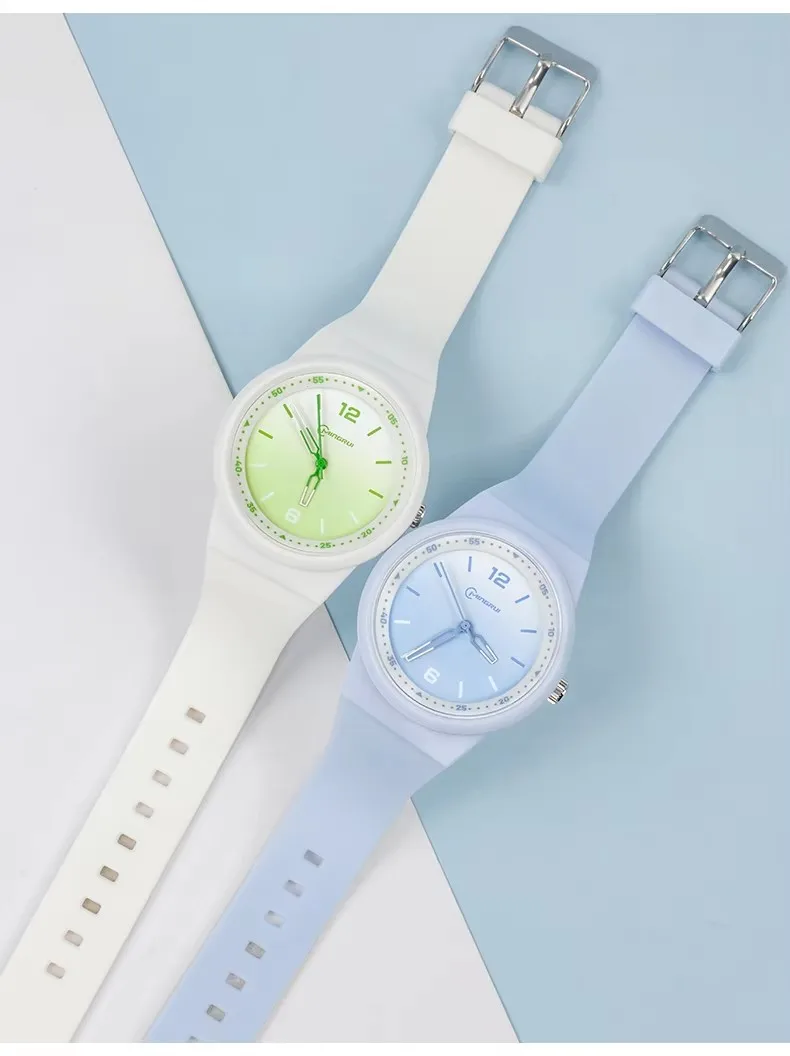 ピンククォーツ子供用腕時計シリコンストラップ防水ブルーアナログティーンエイジ腕時計女の子男の子用