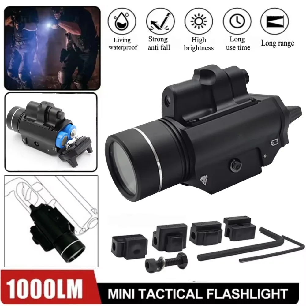 Richfire Tactical Flashlight 1000LM Red White Combo Powerful Weapon Light for Glock 17 19 X300X400 Powered by Removeable Battery