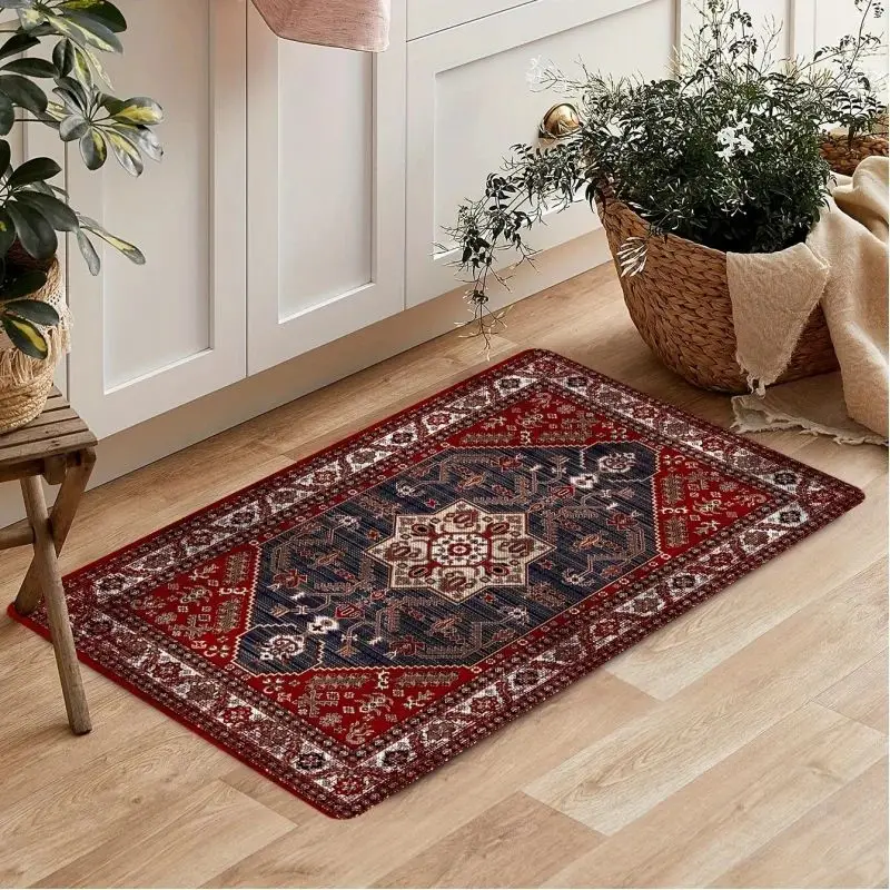 VIKAMA Non-slip Striped Runner Rug 150x200cm Polyester Mat for Hallway Living Room Home Decor