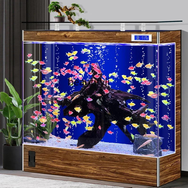 Square Back Filter Fish Tank Living Room Wall Floor Ecological Care-Free Aquarium