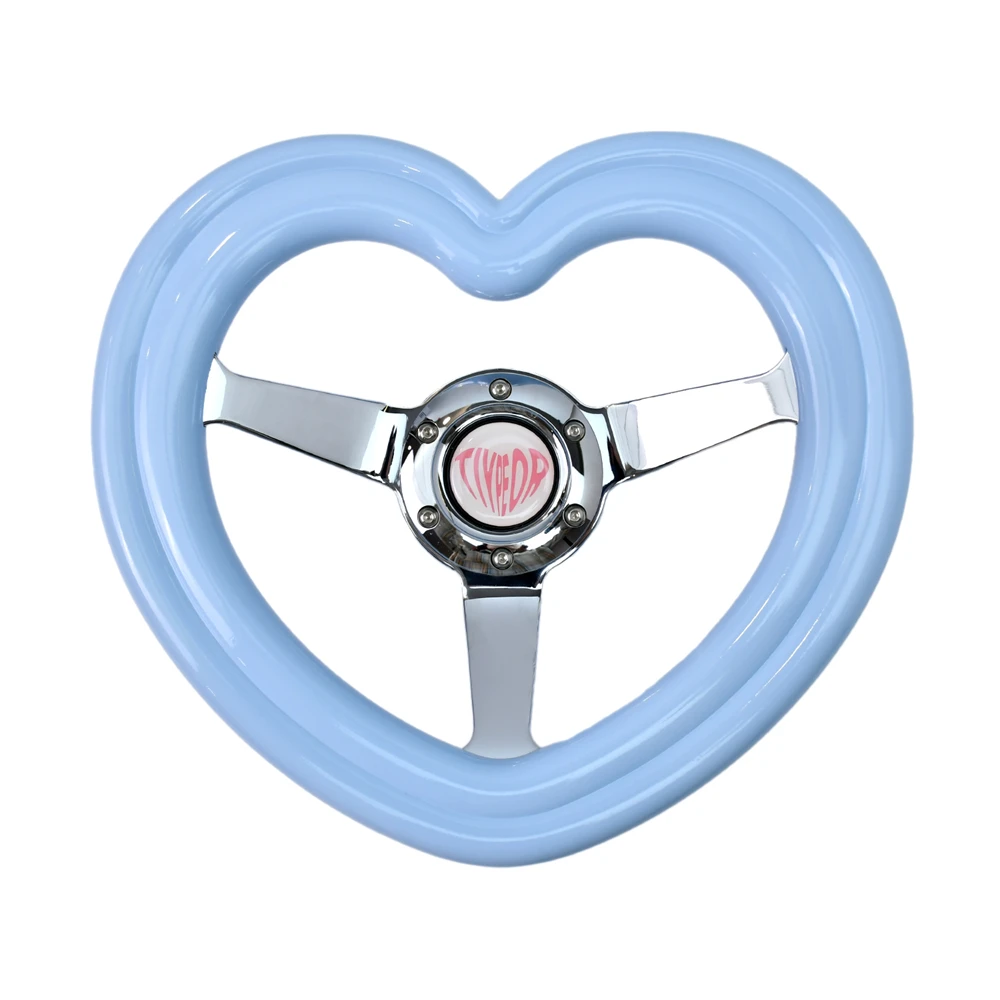 

TIYPEOR 320mm Blue Heart-Shaped ABS Car Steering Wheel 40mm Deep Dish Racing Steering Wheel for Performance Driving Experience