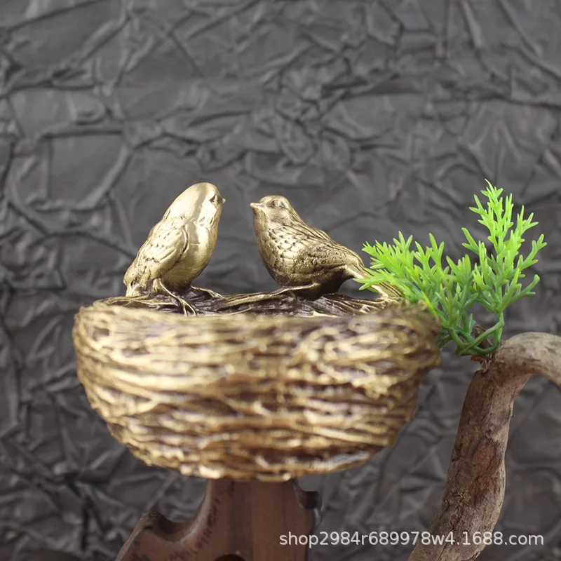 

Brass 's Simulation Bird's Nest Craft Home Sandalwood Burner Tea Ceremony Plate Incense
