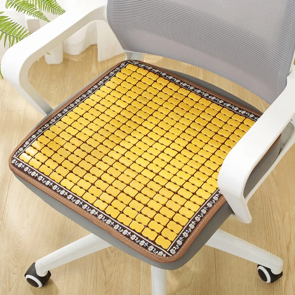 

Durable Bamboo Summer Cool Mat Breathable Not Touching Salon Cushion Foldable Square Chair Mat Home
