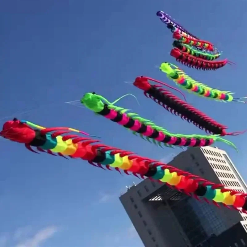 

free shipping 12m centipede kite flying soft kite nylon fabric inflatable show kite pendant kite air professional wind kites