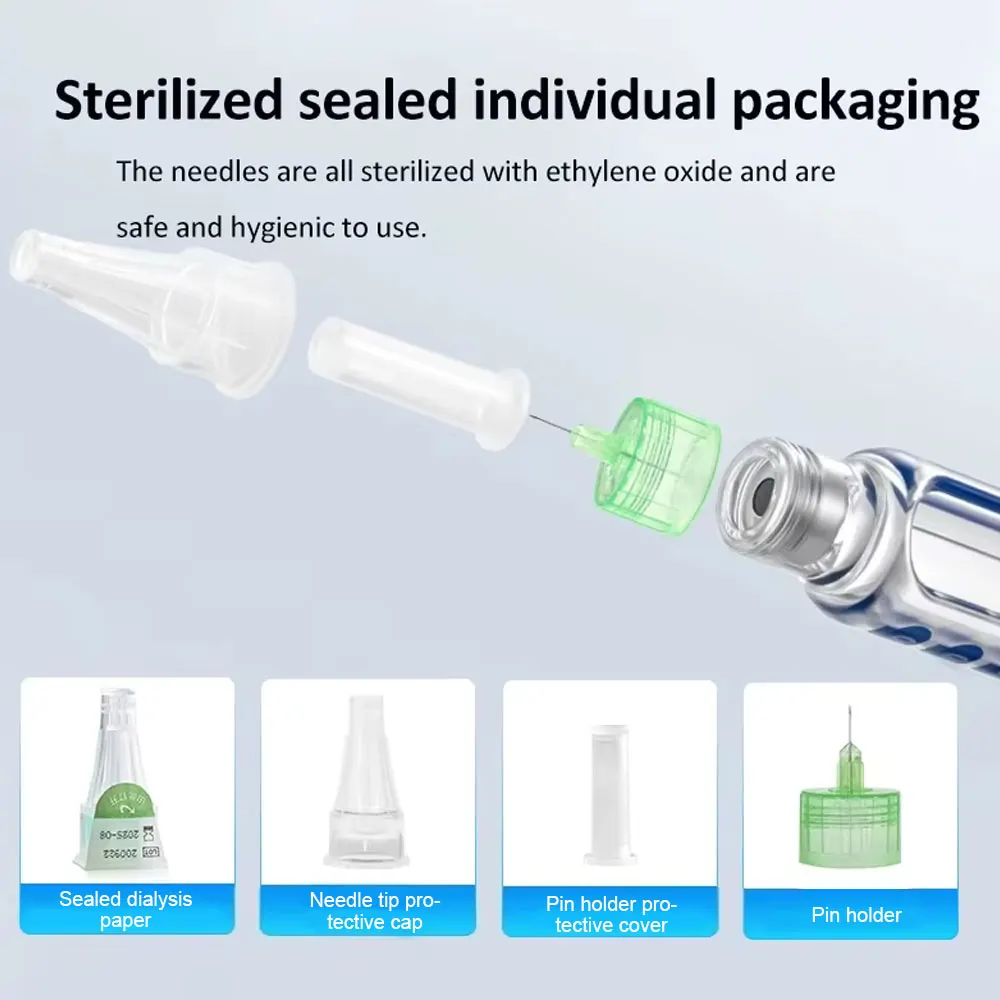 100-1000pcs Disposable 32G 4mm Medical Insulin Pen Tip Sterile Individual Packaging Pen Tip for Insulin Injection Pen Diabetes