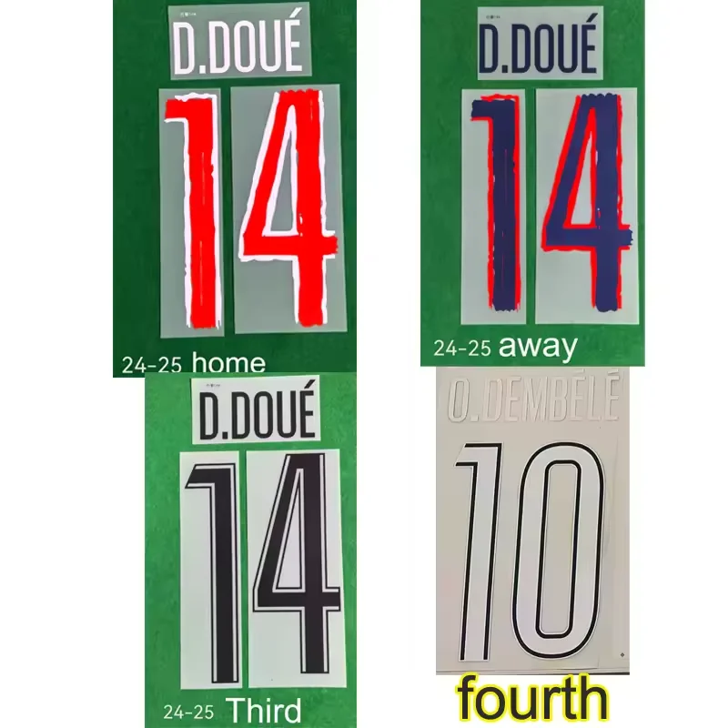 

2024 - 2025 season Paris Champions League home jersey number font printing, heat - pressed patches and badges