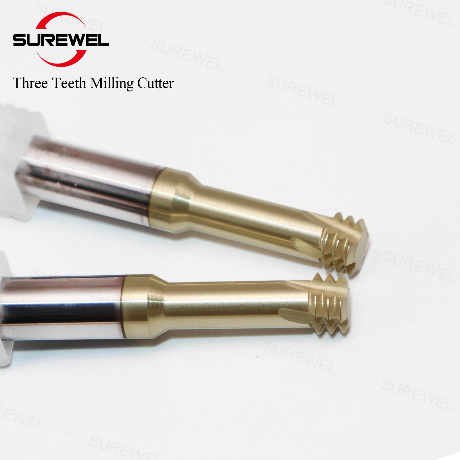 Surewel cnc ferramentas balzere revestimento carboneto rosca fresas m3 m2.5 m12 três dentes rosqueamento endmill para aço inoxidável