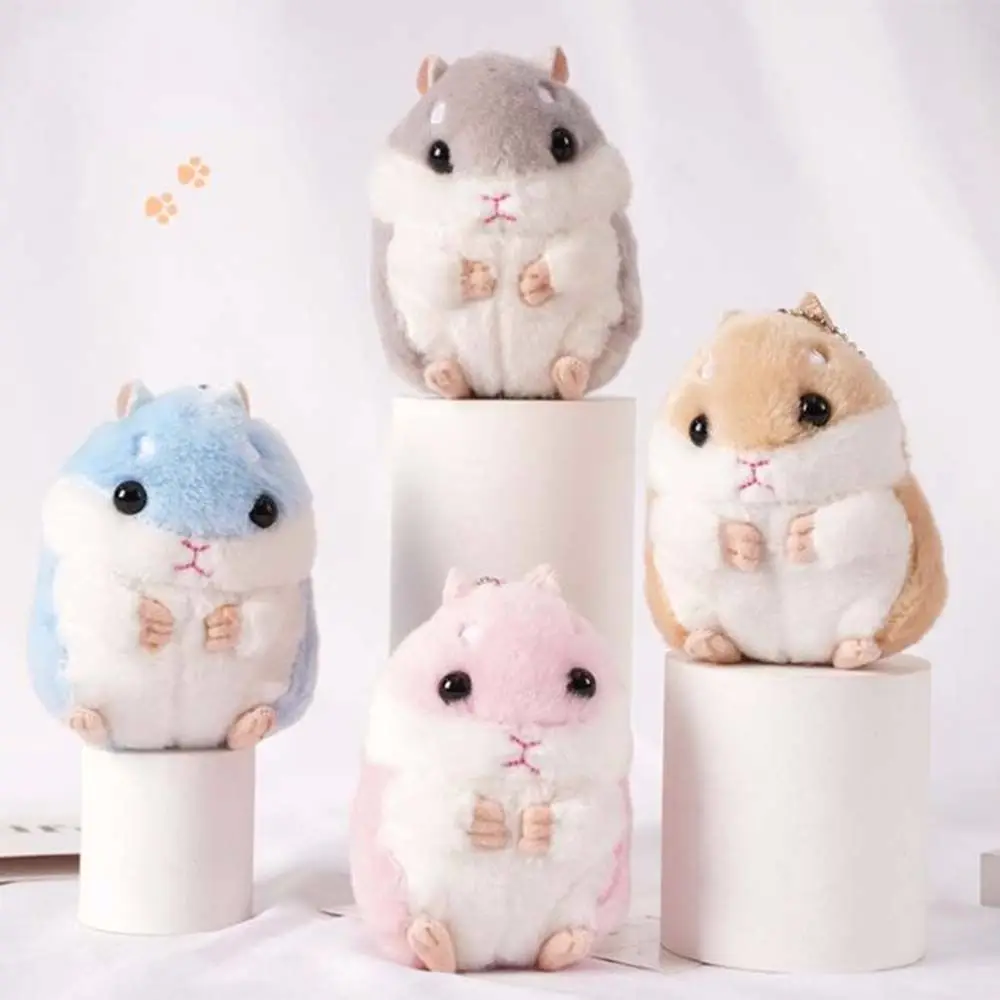 

10cm Cute Plush Toys Kawaii Bag Backpack Pendant Keychain Stuffed Animals Kids Toys for Children Girl Birthday Gift Hamster Doll