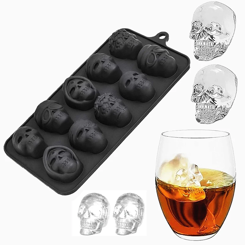 

Skull Ice Cube Mold 10-Grid Skull Ice Mold for Halloween Kitchen Tools Reusable Making Accessory for Chocolate Ice Cream And