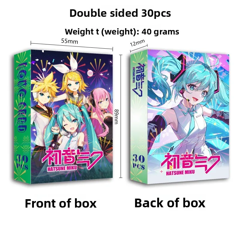Hatsune Miku Double-Sided Color Printing LOMO Card Collection Animation Peripherals 30 Small Cards per Set