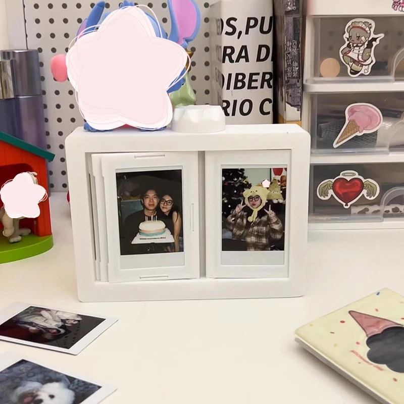 إطار صور دوار صفحة التقليب حامل بطاقة الصور المنظم صور الحلي عرض الصور حامل مكتب ملحقات ديكور المنزل #5