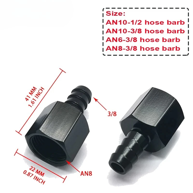 

Алюминиевый переходник 6AN 8AN 10AN с внутренней резьбой для шланга с зазубринами 3/8 зубца