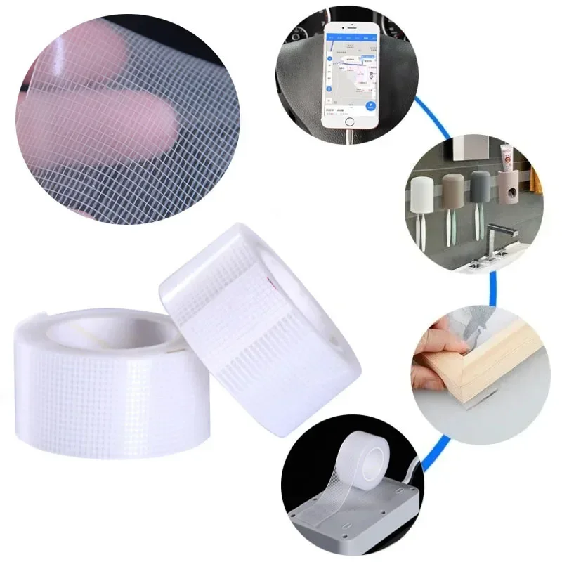 1/2/3/5/10M double sided tape nano strong high adhesive glass fiber wear-resistant fixed wall carpet waterproof reinforced tape