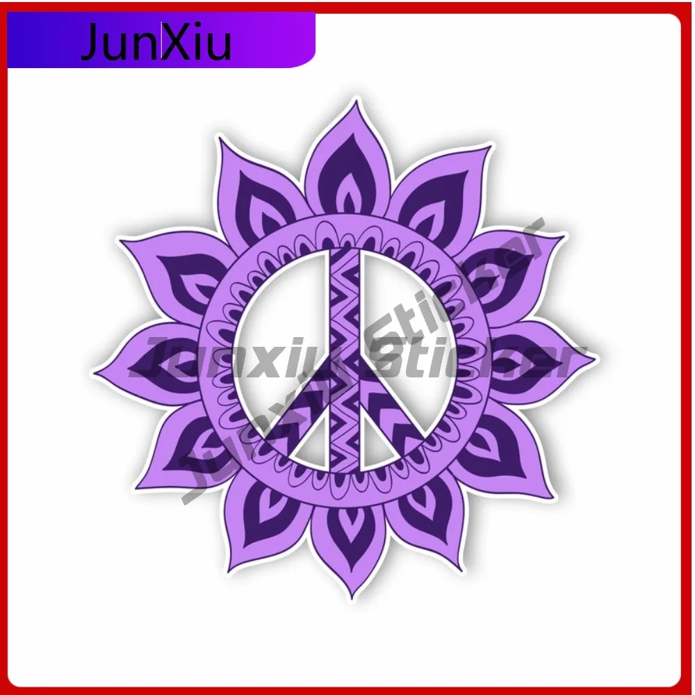 

Purple Flower Peace Sign Sticker Anti Scratch Exterior Decor Accessories Car Motorcycle Bicycle Skateboard Laptop Luggage Decals