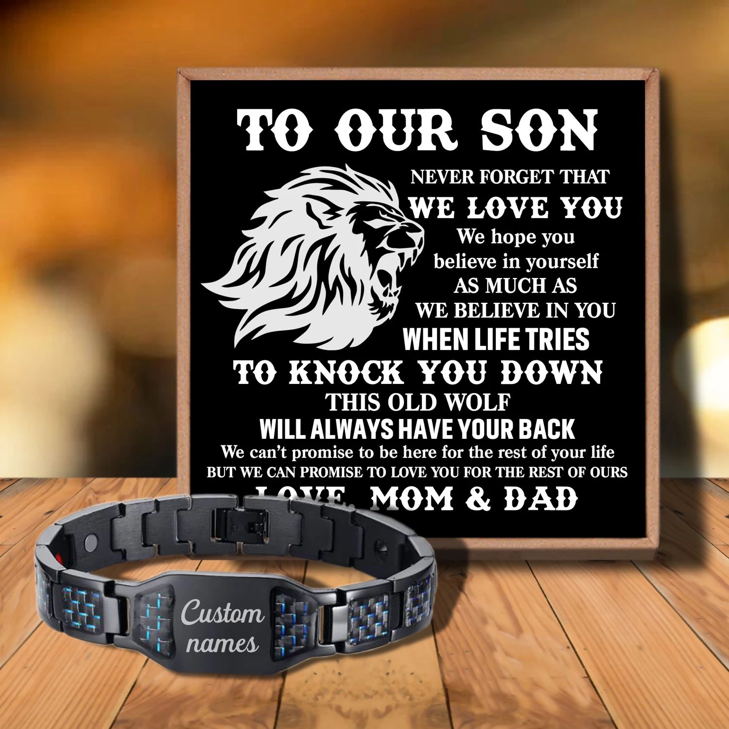 

Sac3054 To Our Son We Closed Our Eyes For from Love Mom Dad Customizable Message Card Bracelet for Birthday Anniversary Holiday