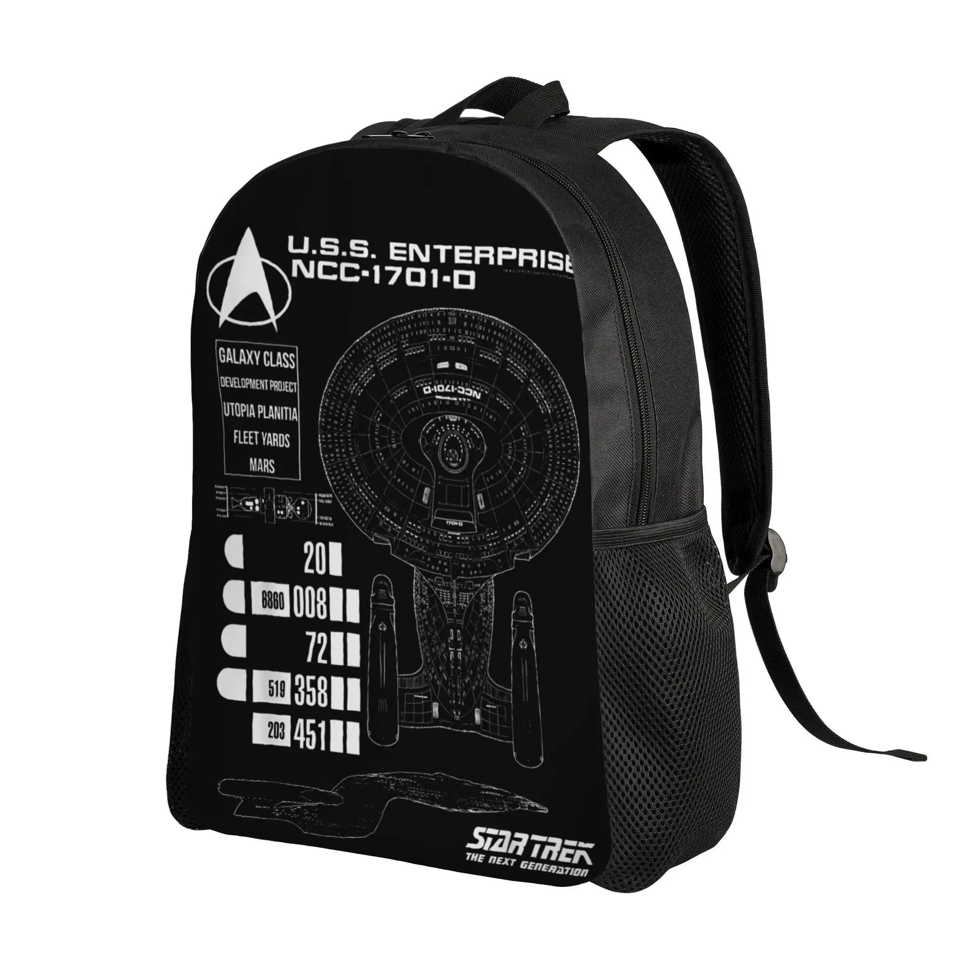 Stars Treks The Next Generation U.S.S. Enterprise Chart Backpack High School Work Daypack Laptop Computer Canvas Bags Durable