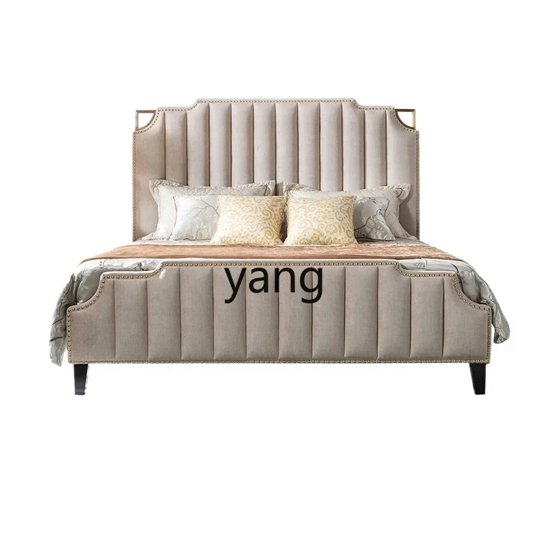 Yjq light luxury fabric modern simple master bedroom cream wind solid wood bedroom double bed household