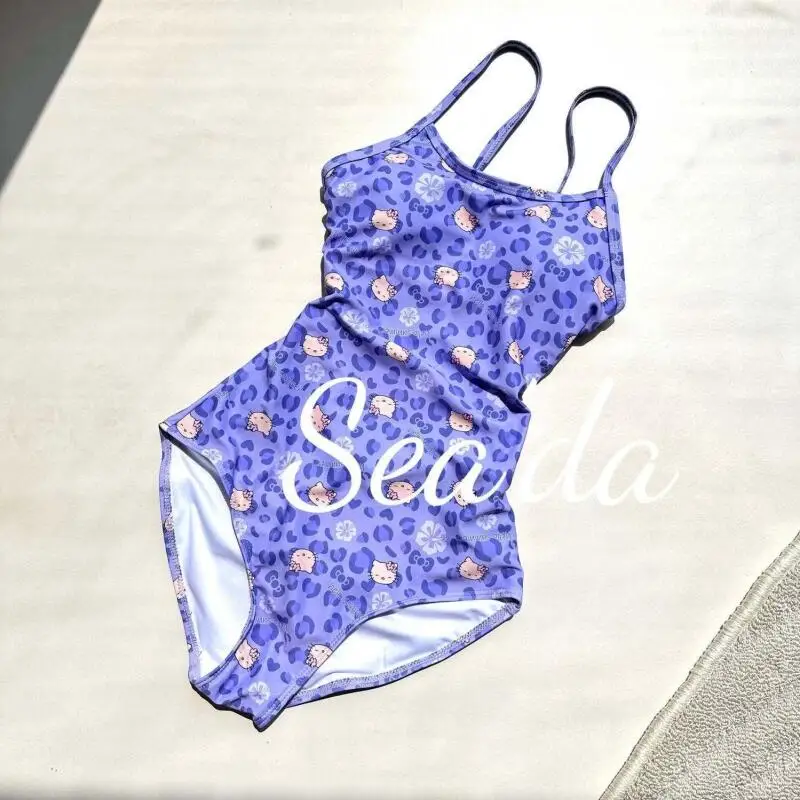 Kawaii Hello Kittys Women's Swimsuit Swimming Student Racing Swimsuit Fashion Girls Jumpsuit Swimsuit Summer Ladys Bikini Gift