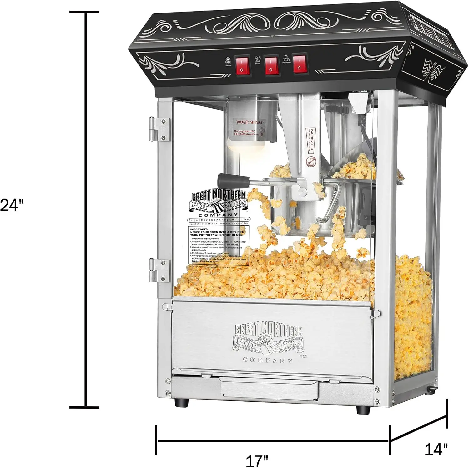 Great Northern Popcorn Popcorn Machine, 8oz, Black