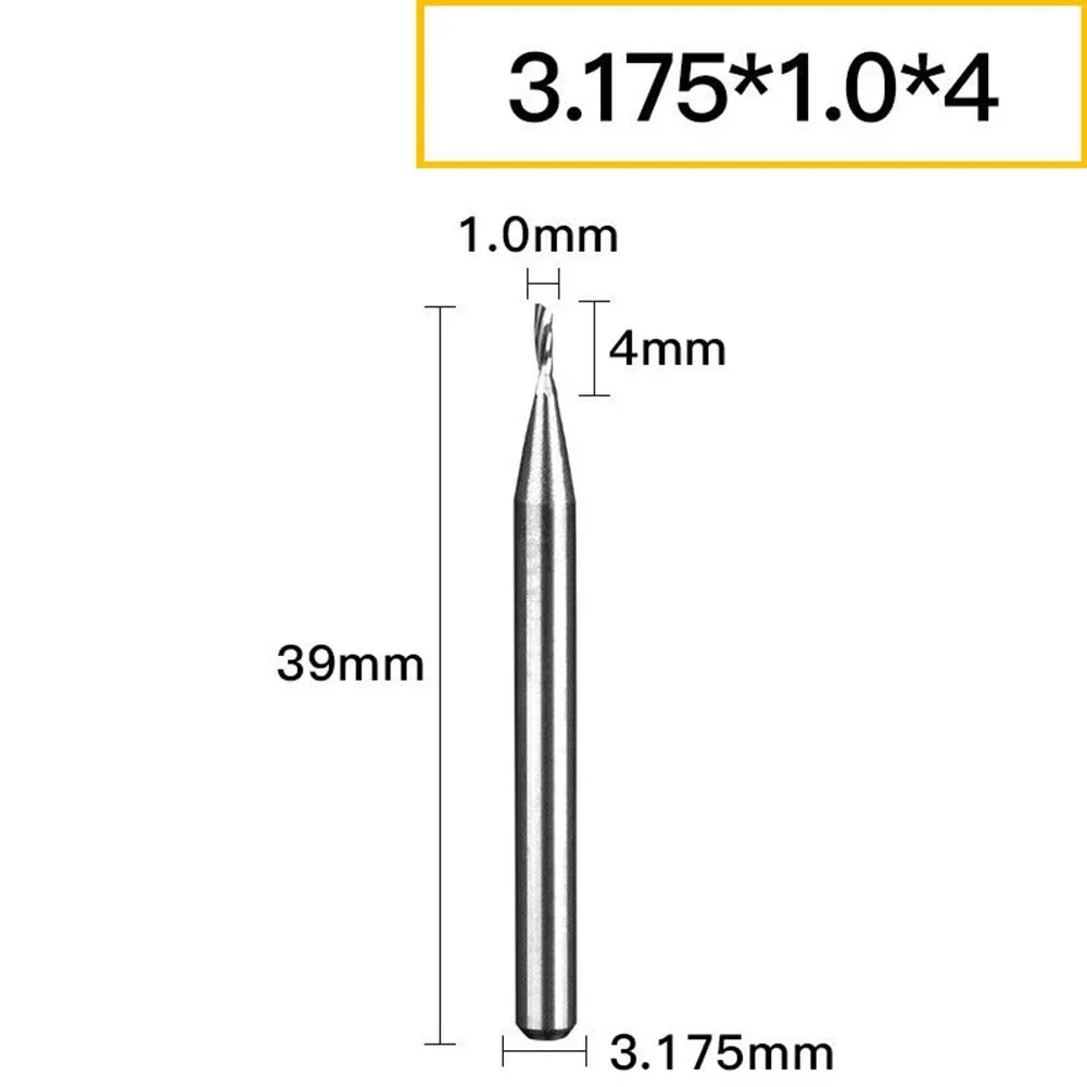 CNC Milling Cutter End Mill Accessories Replacement Single Edge Uncoated 3.175mm Handle Diameter CNC Engraving