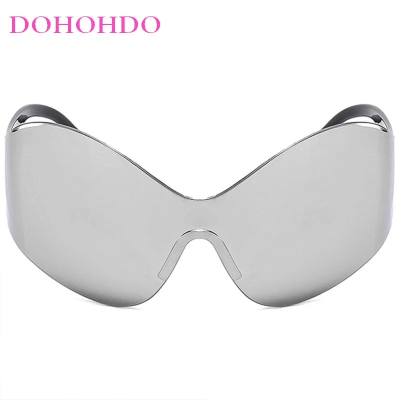 Punk Oversized One - Piece Rimless Y2K Women Sunglasses Trendy Design Men Sunglass Outdoor Cycling Sport Windproof Goggles UV400