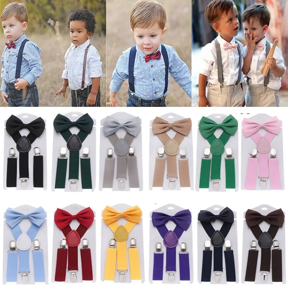 1 Pcs Elastic Suspenders with tie New Fashion Suspenders children Boys Girls With Bow Tie Adjustable Straps Accessories For kids