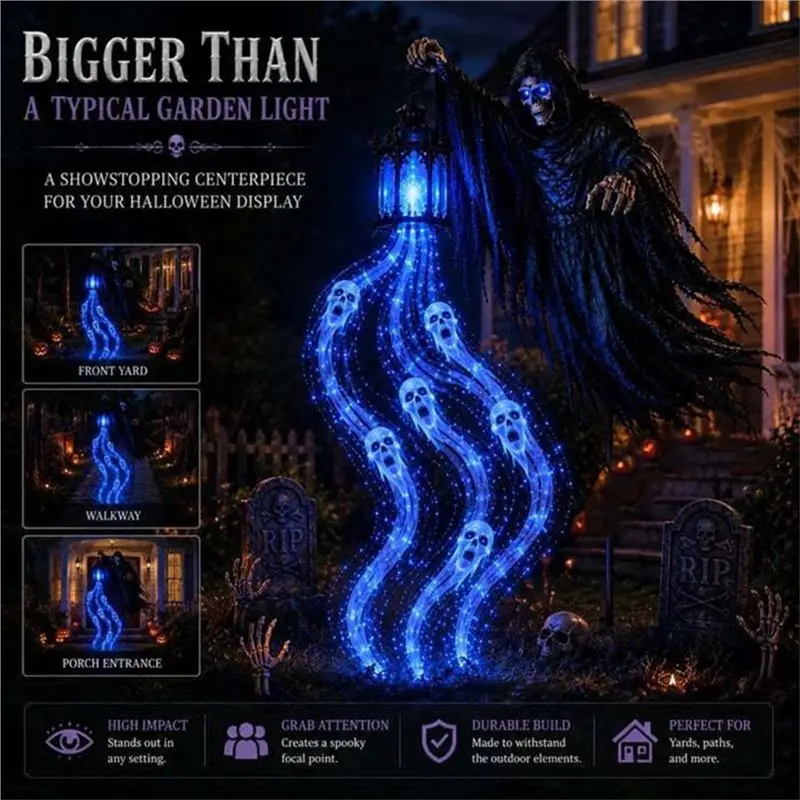 Exquisite-Soul Harveste Halloween Garden Light Solar Powered Animated With Glowing For GHOST Lantern For Outdoor Decorations