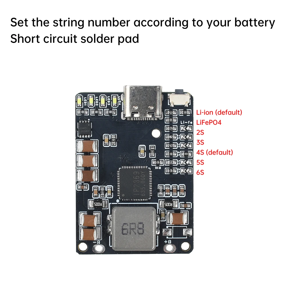 

IP2369 45 Вт 2S ~ 6S Зарядное устройство/разрядник для литиевых батарей Type-C PD3.1 Быстрая зарядка 3S 4S 5S Литий-ионные/LiFePO4 аккумуляторы BMS