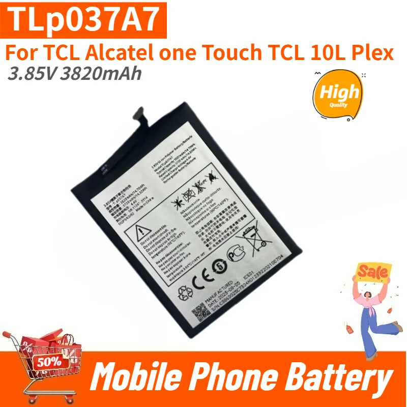 

TLp037A7 High Quality Phone Battery 3.85V 3820mAh For TCL Alcatel one Touch TCL 10L Plex Brand New Replacement Battery