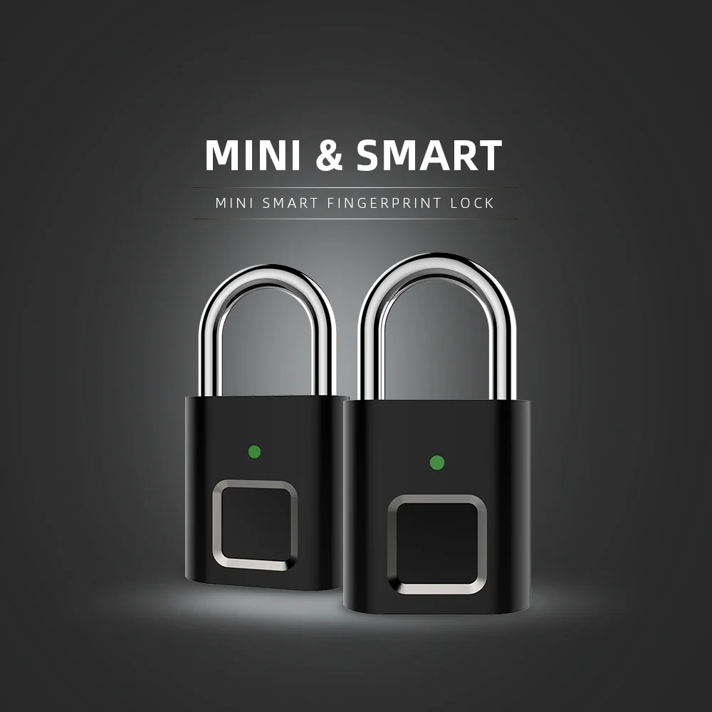 

USB Rechargeable Mini Smart Biometric Fingerprint Padlock Safety Lock For Locker Anti-Theft Security Door Luggage Bag Small Box