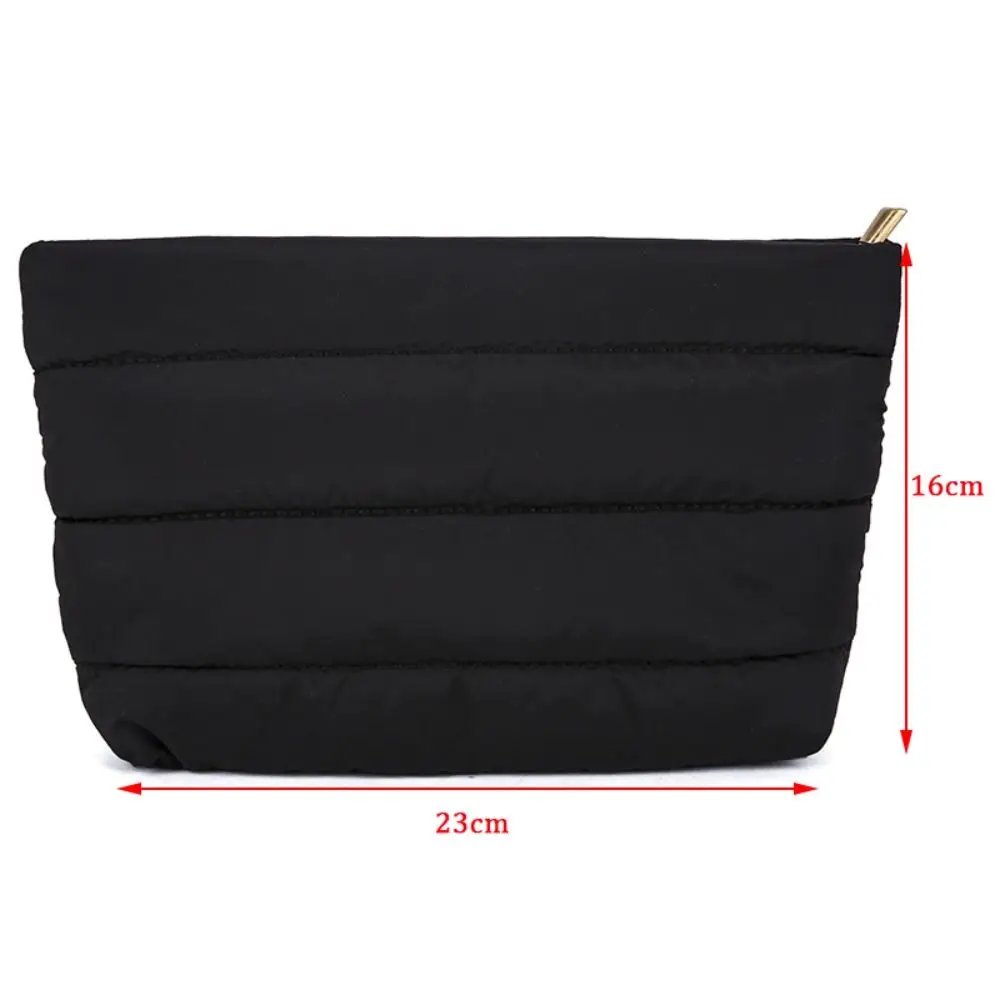 Casual Quilted Makeup Bag Solid Color Large Capacity Travel Toiletry Bag Zipper Puffy Padded Women Cosmetic Organizer Bag