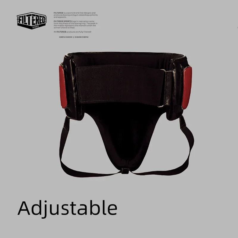 FILTERED SPORTS High-Density Elastic Sports Groin Guard for Men and Women - Adjustable Straps Durable Faux Leather Boxing GP01