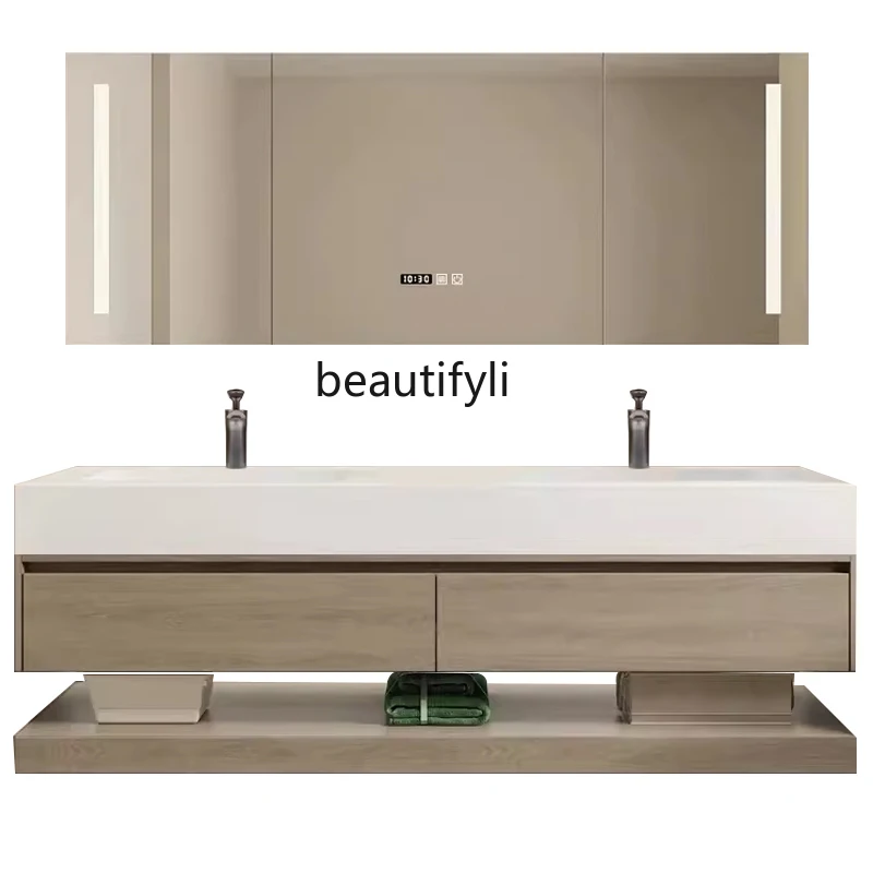 

Simple Corian Seamless Skin Feeling Whole Washbin Cabinet Combination Bathroom Table Wash Face and Wash Hands Basin Cabinet