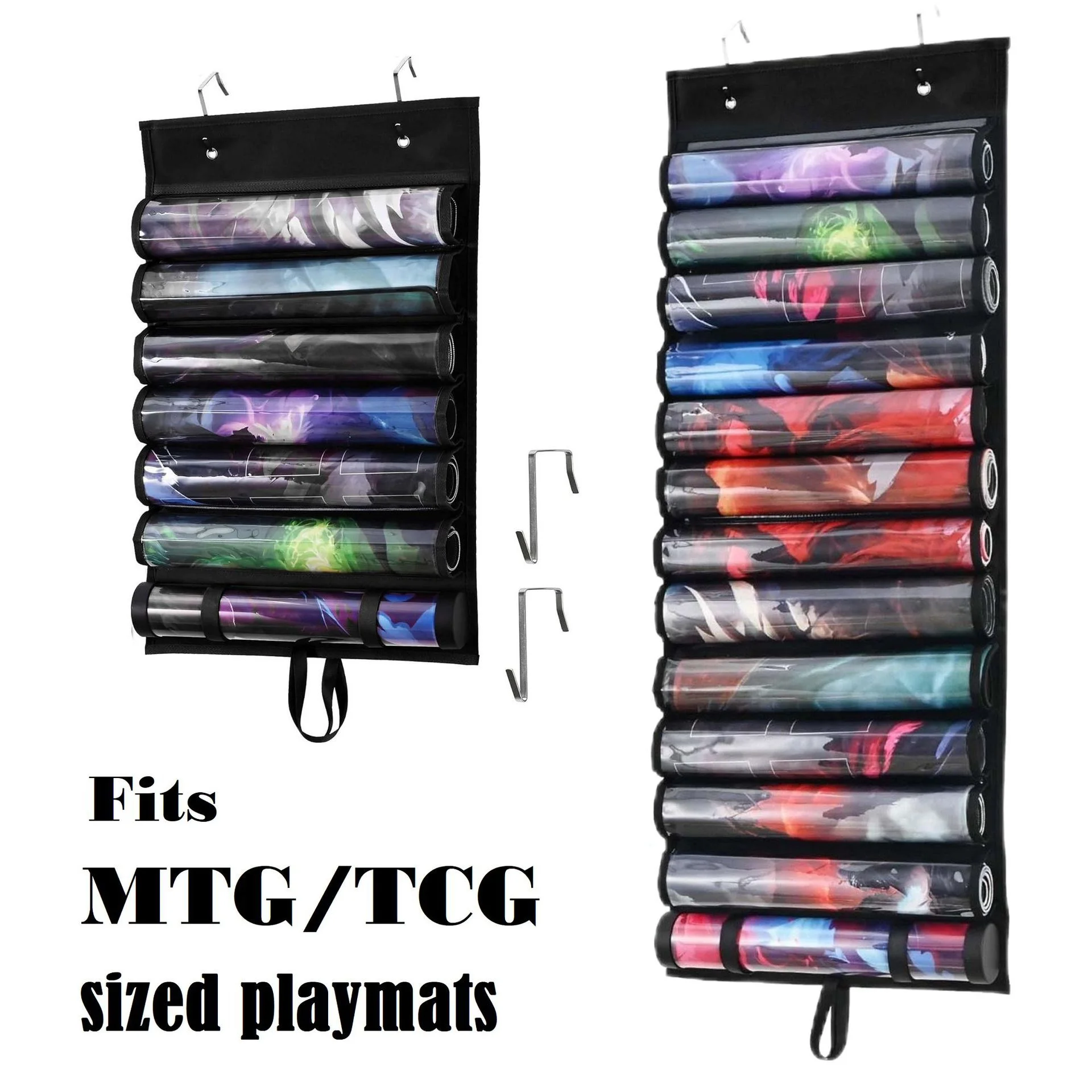 Suporte para Playmat, Bolsa de Armazenamento para Playmat de MTG com 2 Ganchos, Organizador Portátil para 12+1 Playmats de Jogos de Cartas TCG/RPG