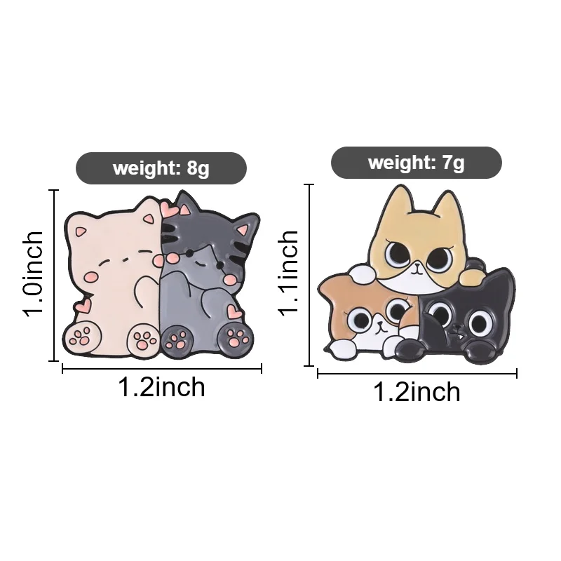 Cartoon Cute Couples Cat Snuggling Enamel Pin Playful Three Stacked Cats Brooch Backpack Lapel Badge Jewelry Gifts for Friends