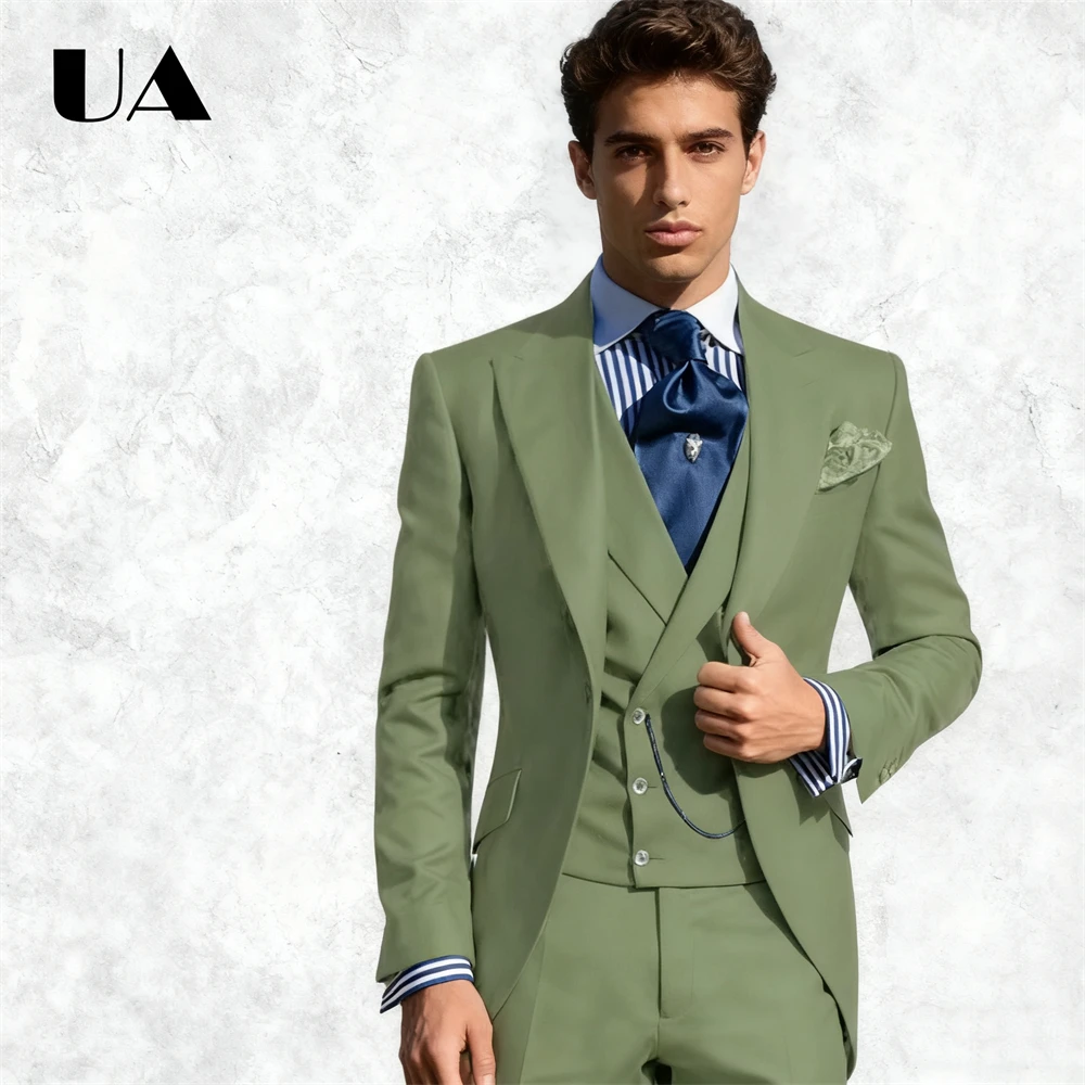 

Retro Solid 3-Piece Suit Set for Men, Jacket Vest Pants Formal Business Suit Tuxedo Wedding Groom Party Prom Suit Attire