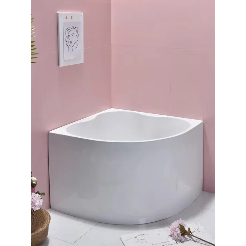 Small Apartment Adult Home Use Seamless Integrated Deep Bubble Fan-Shaped Bathtub