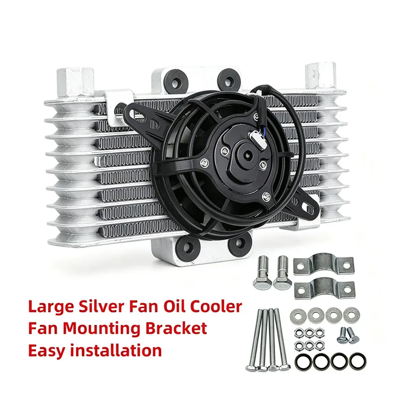 Motorcycle125Ml Engine Aluminum Oil Cooler Fan Cooling Radiator for Dirt Bike ATV Fan+ Oil Coole Universal