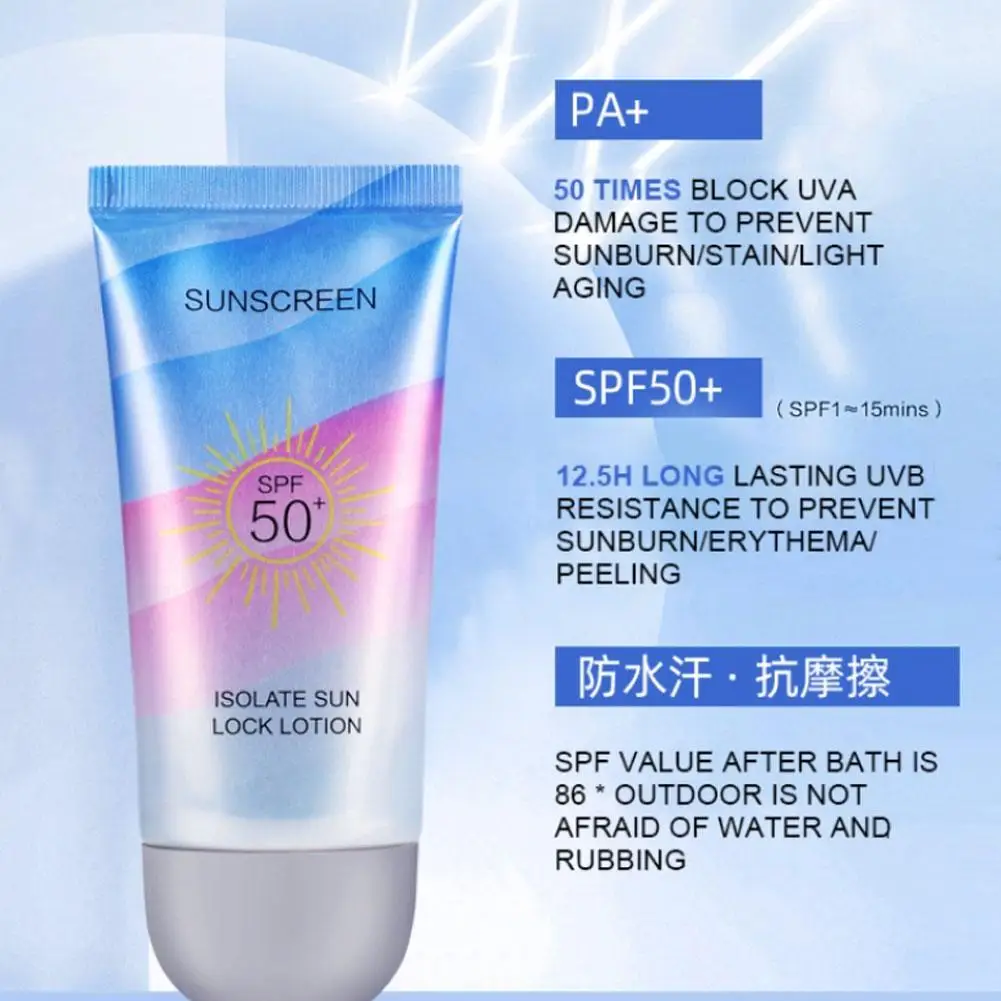 60ml Facial Body Sunscreen Waterproof Uv Protection Cosmetics Long Face Spf Cream Isolation Cream Care Lasting 50 K4M7