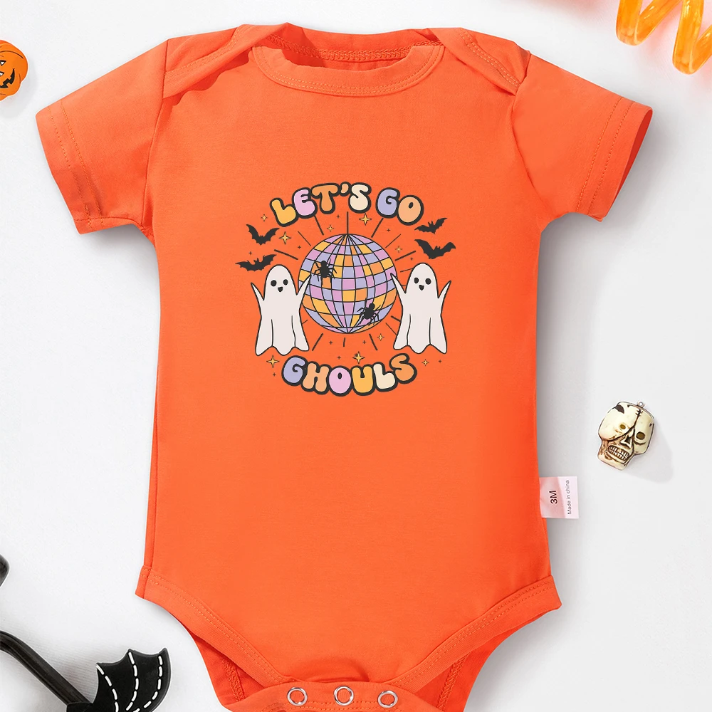 Orange Baby Clothing Fashion Creativity Halloween Print Boys and Girls Bodysuit Versatile Spring/Summer Casual Newborn Romper